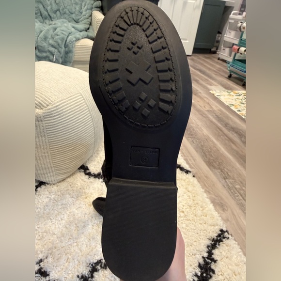 Sun + Stone Black Over The Knee Boots Size 8 Tall Faux Suede Flat Riding Boots - Picture 7 of 10